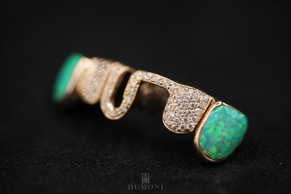 14k Custom Solid Gold Grill with Opal