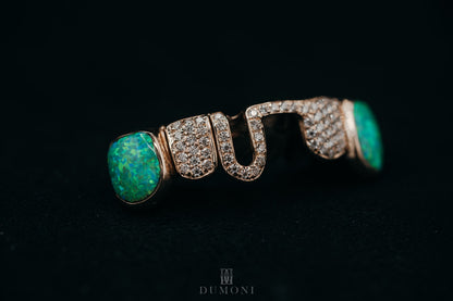 14k Custom Solid Gold Grill with Opal