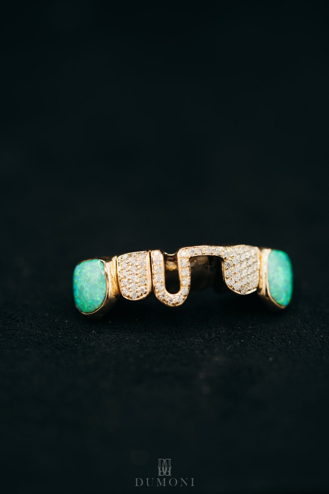 14k Custom Solid Gold Grill with Opal